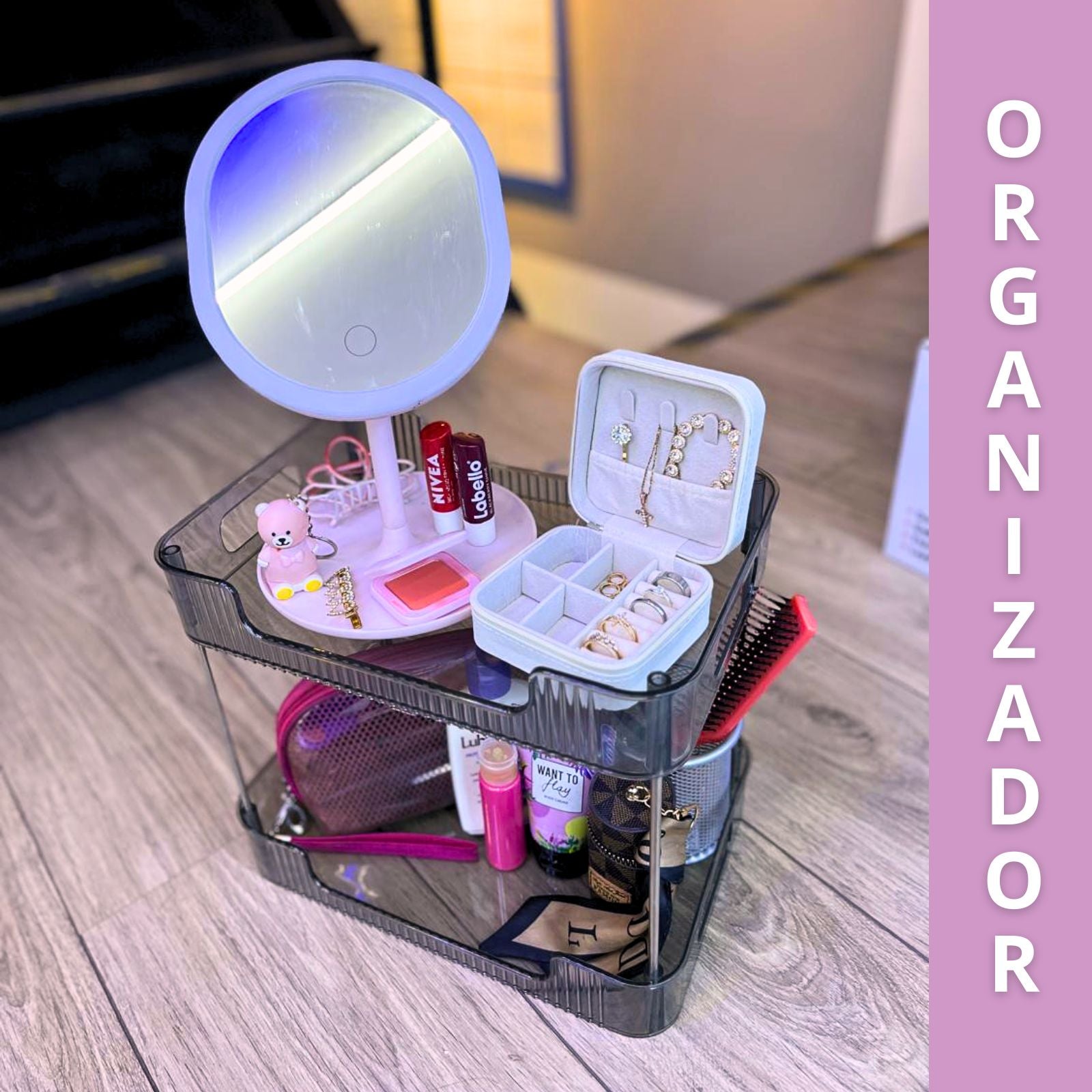 ORGANIZADOR DOBLE NIVEL PARA TOCADOR ORGANIZADOR DOBLE NIVEL PARA TOCADOR